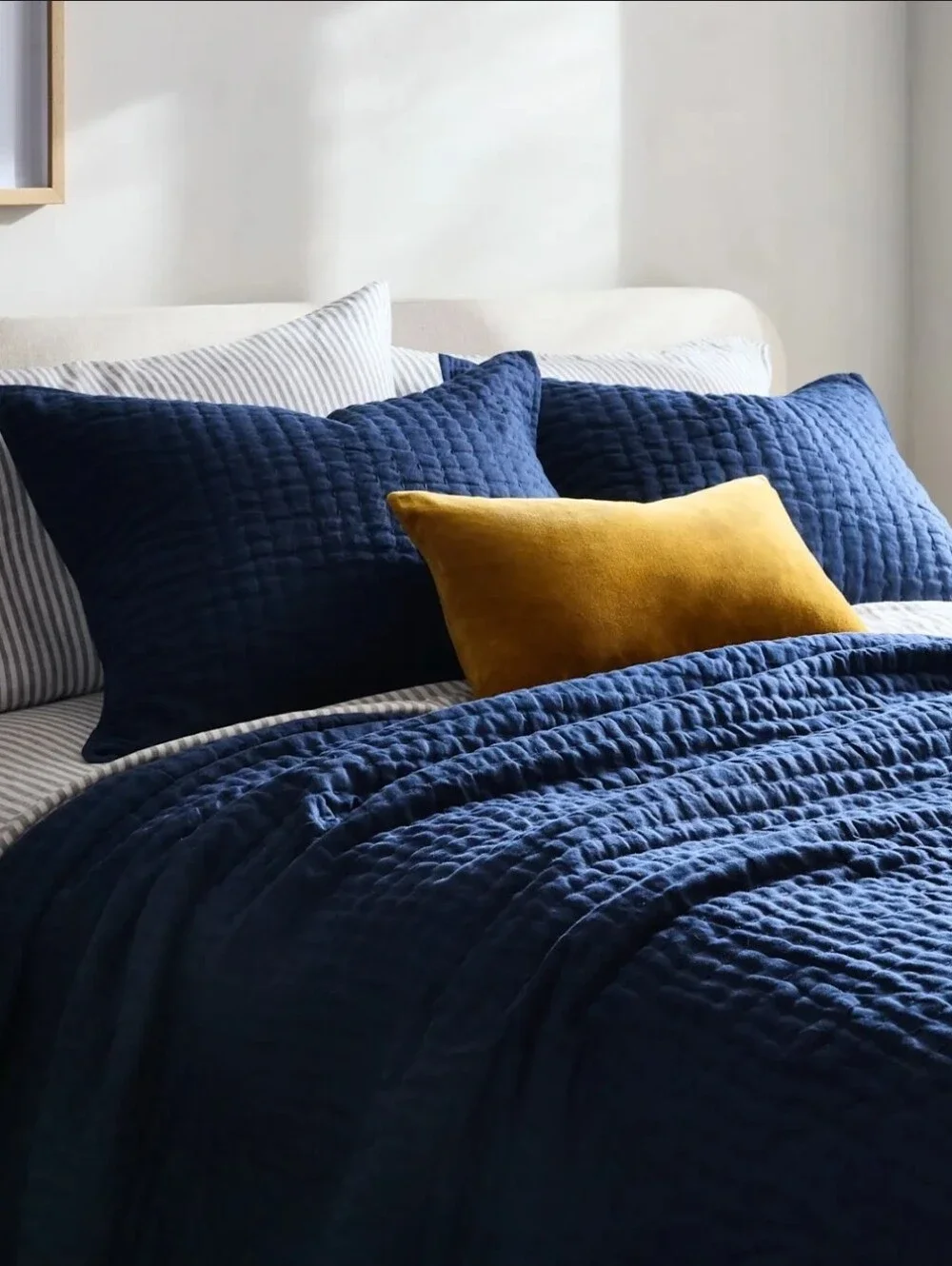 Quince European Linen Cotton Quilt With Shams - Navy - Queen/Full - NWT!